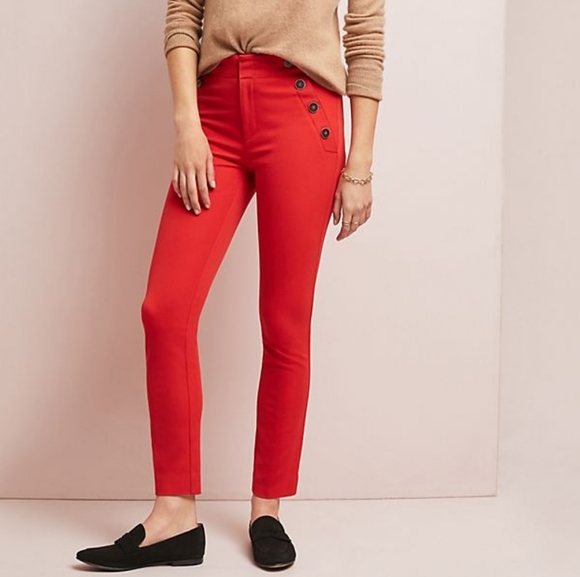 Anthropologie Pants - Anthropologie The Essential Slim pants w buttons 8